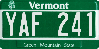 VT license plate YAF241