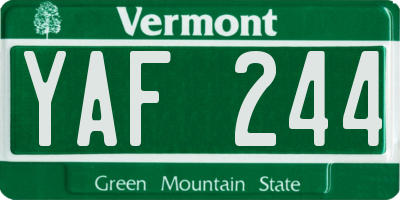 VT license plate YAF244