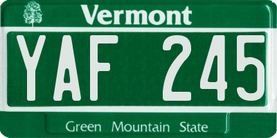 VT license plate YAF245