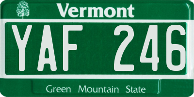 VT license plate YAF246