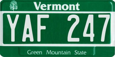 VT license plate YAF247