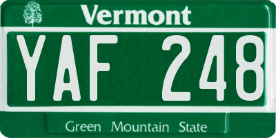 VT license plate YAF248