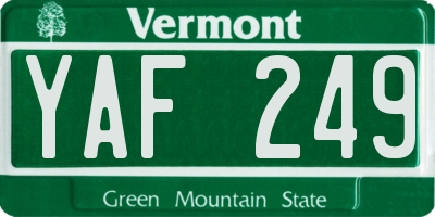 VT license plate YAF249