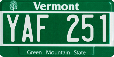 VT license plate YAF251