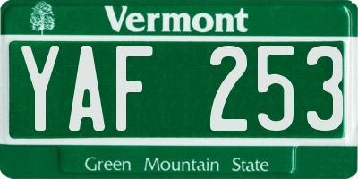 VT license plate YAF253