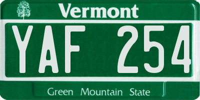 VT license plate YAF254
