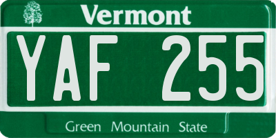 VT license plate YAF255