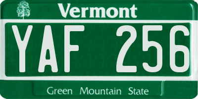 VT license plate YAF256