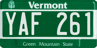 VT license plate YAF261