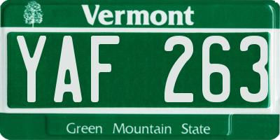 VT license plate YAF263