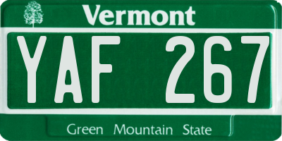 VT license plate YAF267
