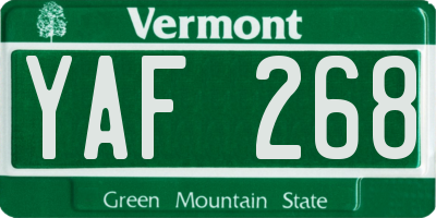 VT license plate YAF268