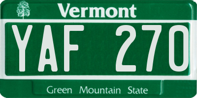 VT license plate YAF270