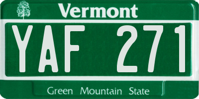 VT license plate YAF271