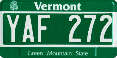 VT license plate YAF272