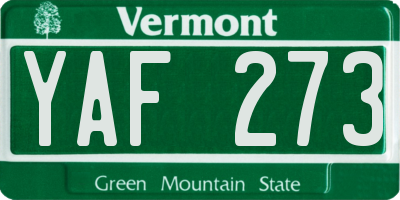 VT license plate YAF273