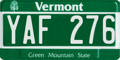 VT license plate YAF276