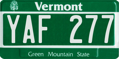 VT license plate YAF277