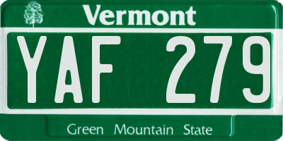 VT license plate YAF279