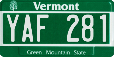 VT license plate YAF281