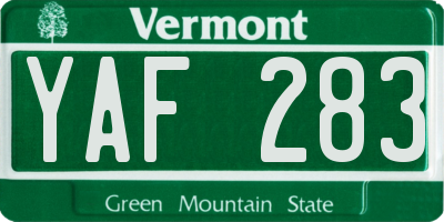 VT license plate YAF283