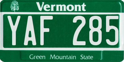 VT license plate YAF285