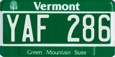 VT license plate YAF286