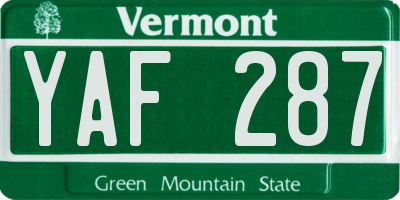 VT license plate YAF287