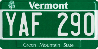VT license plate YAF290