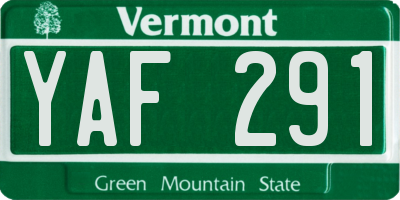 VT license plate YAF291