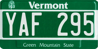 VT license plate YAF295