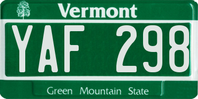 VT license plate YAF298