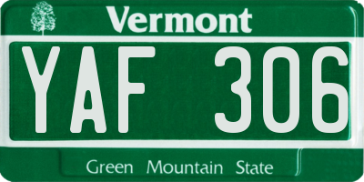 VT license plate YAF306