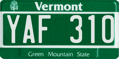 VT license plate YAF310