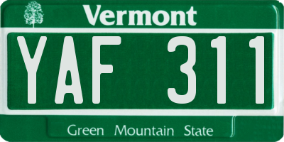 VT license plate YAF311