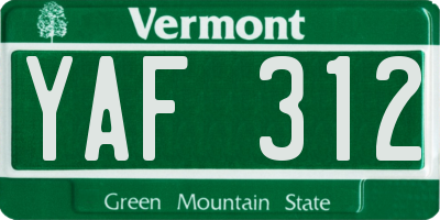 VT license plate YAF312
