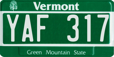 VT license plate YAF317