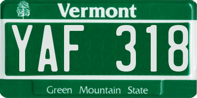 VT license plate YAF318