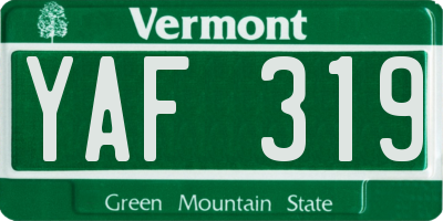 VT license plate YAF319