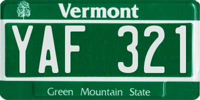 VT license plate YAF321