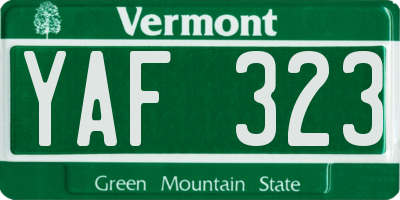VT license plate YAF323