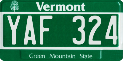 VT license plate YAF324