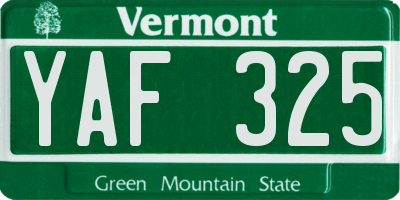 VT license plate YAF325