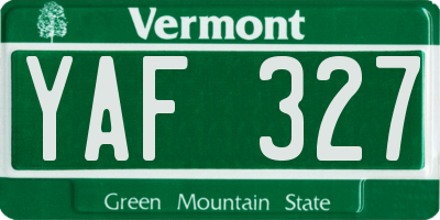 VT license plate YAF327