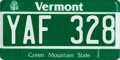 VT license plate YAF328