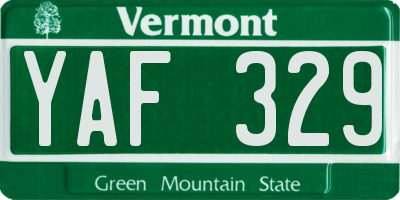 VT license plate YAF329