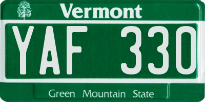 VT license plate YAF330