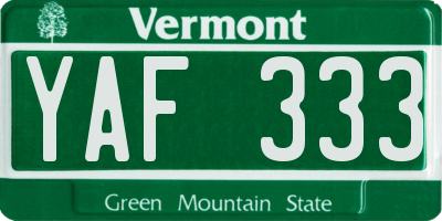 VT license plate YAF333