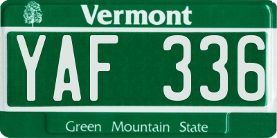VT license plate YAF336