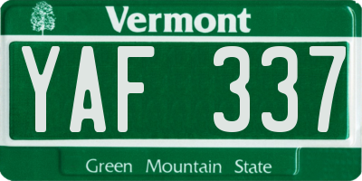 VT license plate YAF337